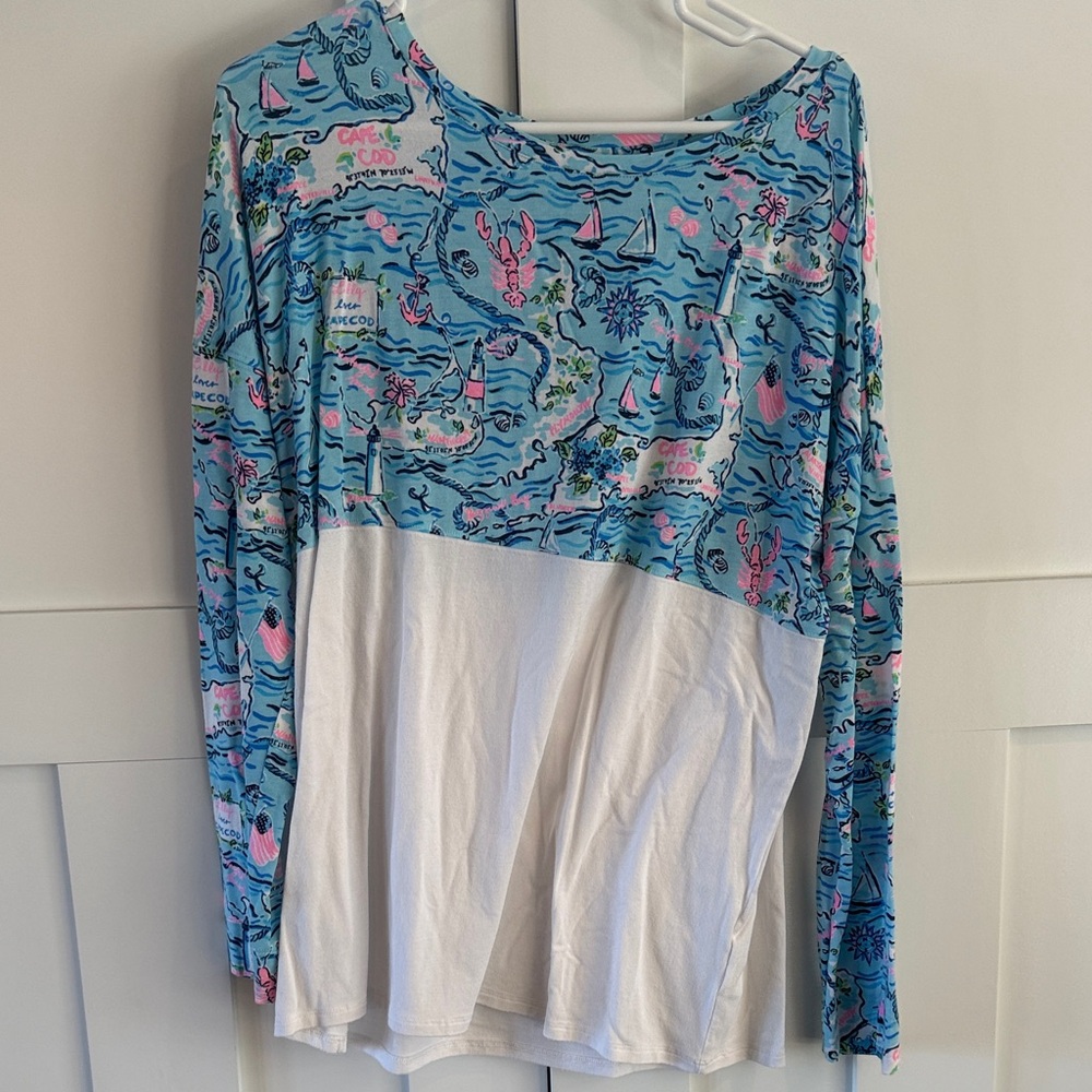 Lilly Pulitzer Blue and Pink Nautical Long Sleeve Tee - Play Quality